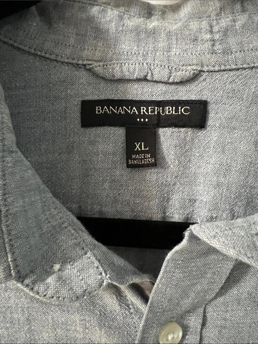 Banana Republic Men's Light Blue Short-Sleeve Button-Down Linen Shirt Sz XL